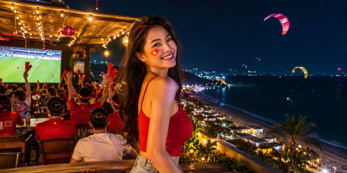 Người dùng Việt Nam xem kèo bóng đá và uống cà phê buổi sáng tại Mũi Né