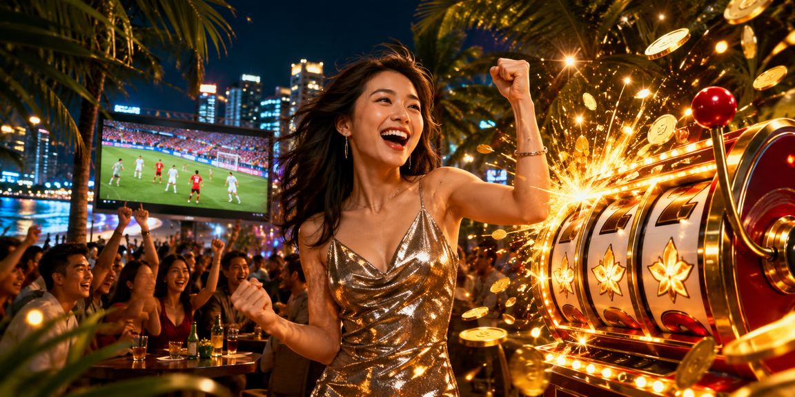 Không khí lễ hội và trò chơi slot tại khu vực ven biển Nha Trang về đêm